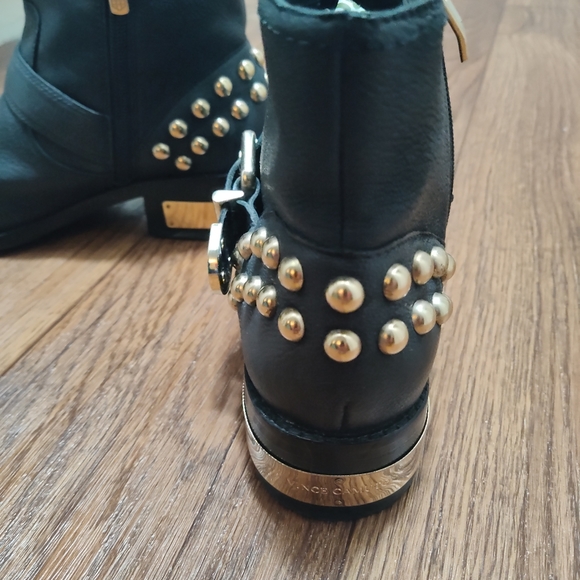 Vince Camuto Womens Size 7 Black and Gold Leather studded boots - Picture 2 of 7